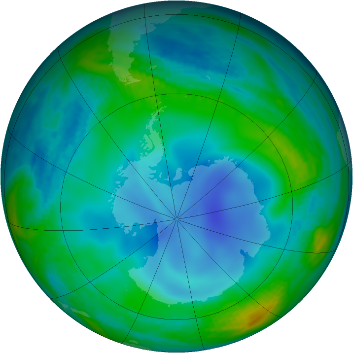 Antarctic ozone map for 16 June 1988